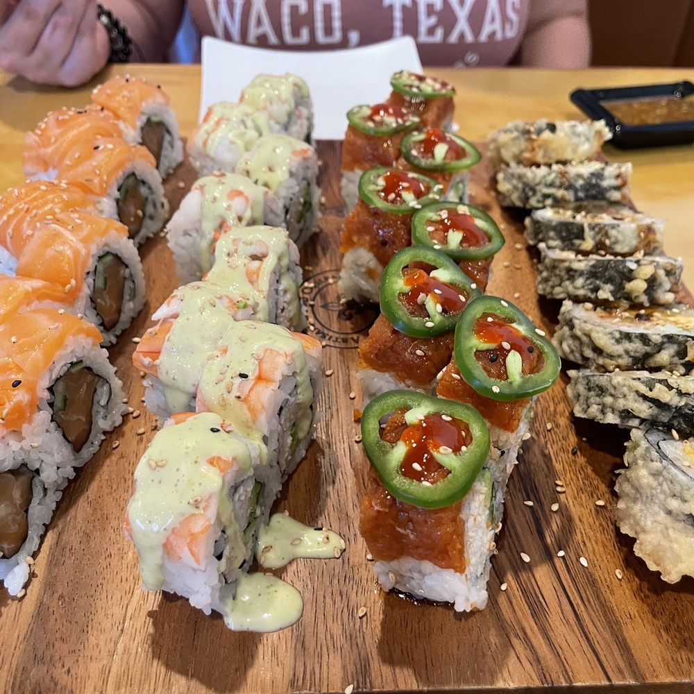 Double salmon, James Bond, red dragon, and Las Vegas roll. Double salmon, James Bond, red dragon, and Las Vegas roll.