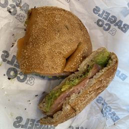 Protein bagel w/ lox and avocado