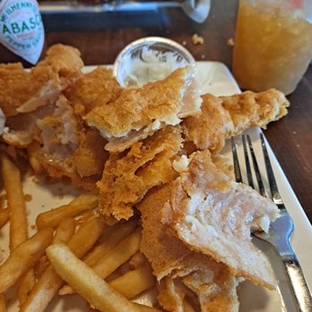 Pier 402 - Fish and Chips or Grease Logs if you will!! All batter and I would say 10% Fish 90% Batter and Grease. - Seafood Near Me - San Jose, California Pier 402 - Fish and Chips or Grease Logs if you will!! All batter and I would say 10% Fish 90% Batter and Grease. - Seafood Near Me - San Jose, California