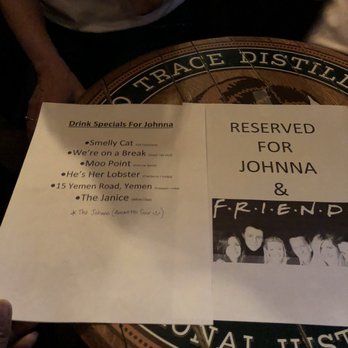 Bluegrass Tavern - A drink special for a friends themed bachelorette party - Cocktail Bars Near Me - Lexington, Kentucky