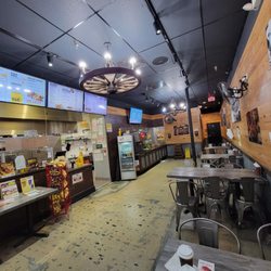 Dickey's Barbecue Pit - Inside seating and Menu