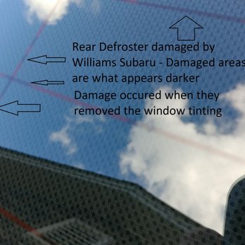 Williams Subaru - Damage to rear defroster - Auto Repair Near Me - Charlotte, North Carolina Williams Subaru - Damage to rear defroster - Auto Repair Near Me - Charlotte, North Carolina