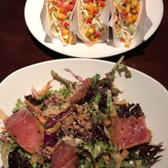 Yard House - Blackened White Fish Tacos & ahi Ahi Crunchy Salad* - New American Near Me - Seattle, Washington Yard House - Blackened White Fish Tacos & ahi Ahi Crunchy Salad* - New American Near Me - Seattle, Washington