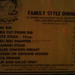 Mac's Old House - Mac's menu with pricing