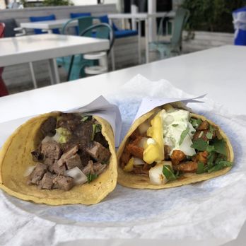 The Taco Stand - Dos tacos - one carne asada and one al pastor. Both delish! - Tacos Near Me - Encinitas, California The Taco Stand - Dos tacos - one carne asada and one al pastor. Both delish! - Tacos Near Me - Encinitas, California