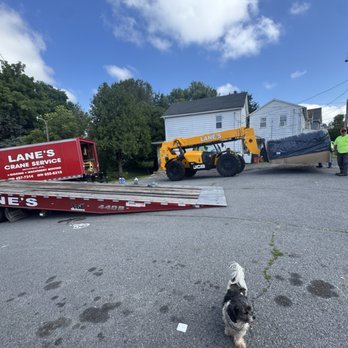 Lane's Crane Service - Jacuzzi on the forklift with the truck, it will be placed on behind me on the corner... - Crane Services Near Me - Moosic, Pennsylvania Lane's Crane Service - Jacuzzi on the forklift with the truck, it will be placed on behind me on the corner... - Crane Services Near Me - Moosic, Pennsylvania