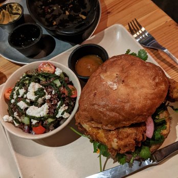 The Bine Beer & Food - Fried chicken sandwich with quinoa salad - Beer Bar Near Me - Bothell, Washington The Bine Beer & Food - Fried chicken sandwich with quinoa salad - Beer Bar Near Me - Bothell, Washington