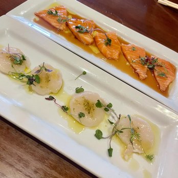 EAT'S SUSHI - Scallop and salmon carpaccio - Sushi Bars Near Me - Costa Mesa, California EAT'S SUSHI - Scallop and salmon carpaccio - Sushi Bars Near Me - Costa Mesa, California