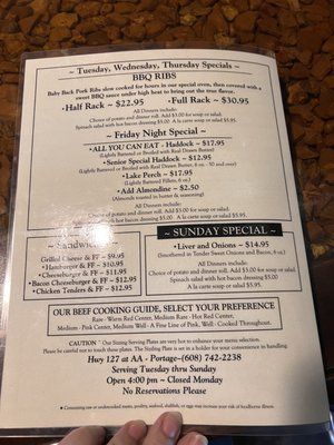 Menu photo 7 Cimaroli's Supper Club Portage, WI Menu photo 7 Cimaroli's Supper Club Portage, WI