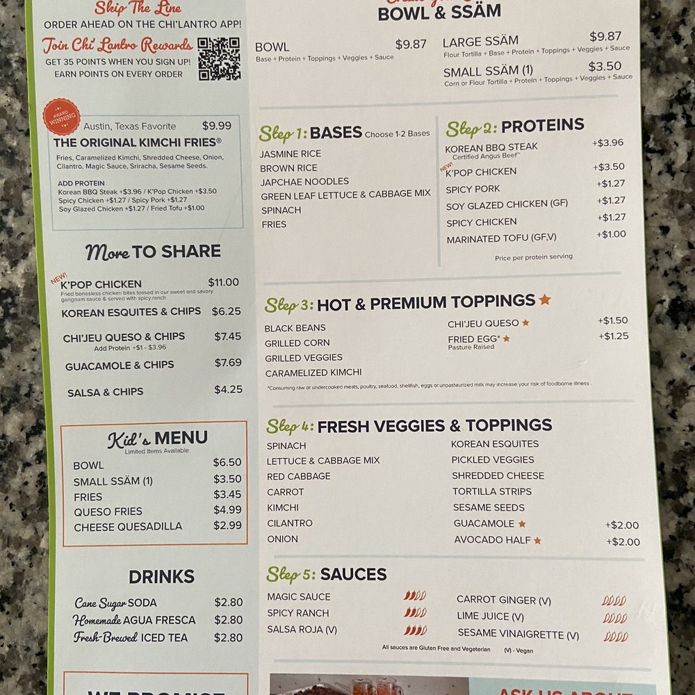 Chi'Lantro - Menu - Korean Near Me - Austin, Texas