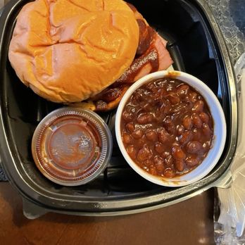 Blind Box BBQ - 1/3lb sandwich and Bourbon Baked Beans - Barbeque Near Me - Shawnee, Kansas