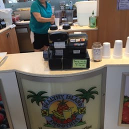 a woman at the counter a woman at the counter