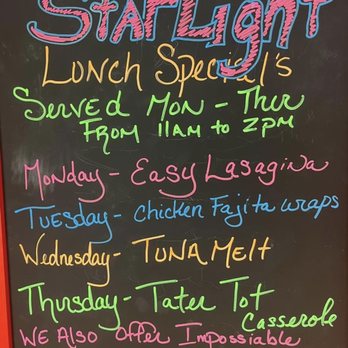 Starlight Bar & Grill - Weekly lunch specials - New American Near Me - Blue Mounds, Wisconsin Starlight Bar & Grill - Weekly lunch specials - New American Near Me - Blue Mounds, Wisconsin
