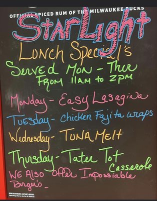 Menu photo 1 Starlight Bar & Grill Blue Mounds, WI Menu photo 1 Starlight Bar & Grill Blue Mounds, WI