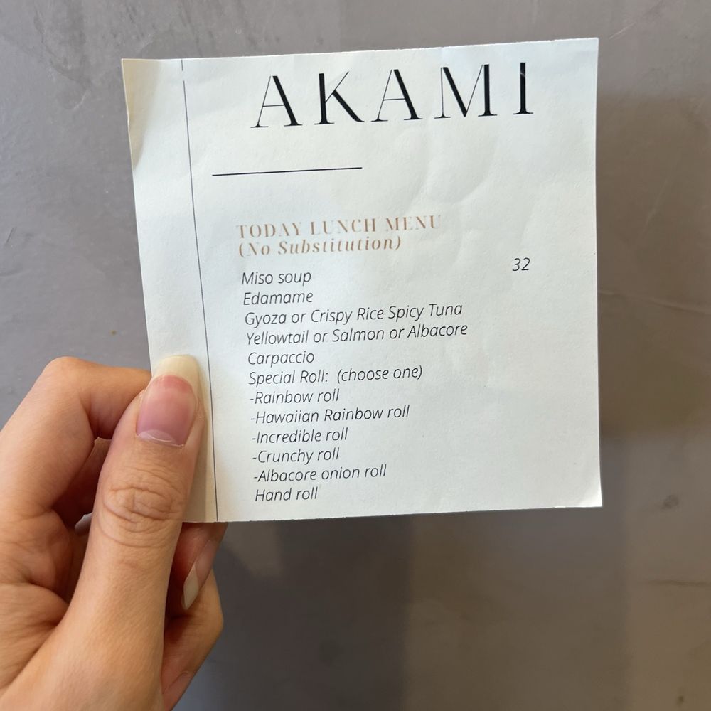 Akami Sushi - lunch menu (june 2025) - Sushi Bars Near Me - Arcadia, California