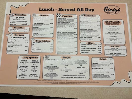 Menu photo 2 Gladys' Restaurant Okeechobee, FL