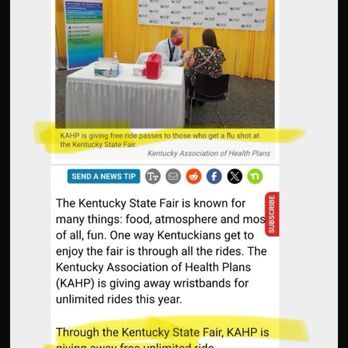 Kentucky State Fair - Free flu shot at 2024 Ky State Fair for a daily wristband for the midway rides - Stadiums & Arenas Near Me - Louisville, Kentucky Kentucky State Fair - Free flu shot at 2024 Ky State Fair for a daily wristband for the midway rides - Stadiums & Arenas Near Me - Louisville, Kentucky