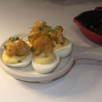 Steak 48 - Deviled eggs with crispy shrimp - Steakhouses Near Me - Houston, Texas Steak 48 - Deviled eggs with crispy shrimp - Steakhouses Near Me - Houston, Texas