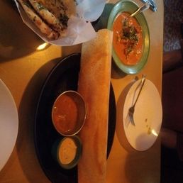 Masala dosa and mango curry Masala dosa and mango curry