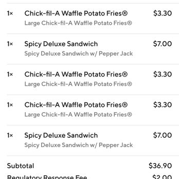 Chick-fil-A - Addition fees add up to nearly $20 for convenience and I'm consistently inconvenienced. - Fast Food Near Me - San Jose, California