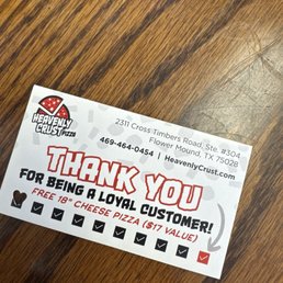 Loyal customers card, for a free cheese pizza! Loyal customers card, for a free cheese pizza!