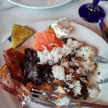 Texas de Brazil - I chose smoked salmon with goat cheese brie, cold plantains with spices, Bacon pieces, jasmine rice, and super thin sliced pineapple. - Brazilian Near Me - Columbus, Ohio Texas de Brazil - I chose smoked salmon with goat cheese brie, cold plantains with spices, Bacon pieces, jasmine rice, and super thin sliced pineapple. - Brazilian Near Me - Columbus, Ohio