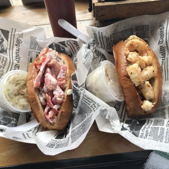 DJ's Clam Shack - Lobster roll and garlic shrimp roll with sides of cole slaw - Seafood Near Me - Key West, Florida