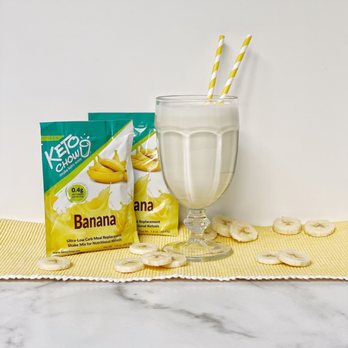 Keto Chow - a glass of banana milk and banana chips - Health Markets Near Me - Draper, Utah Keto Chow - a glass of banana milk and banana chips - Health Markets Near Me - Draper, Utah