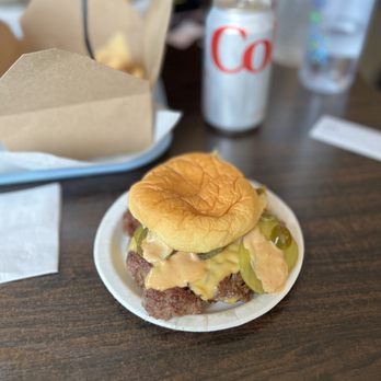 For The Win - Double cheeseburger w jalapeños, pickles & fry sauce. - Burgers Near Me - Whittier, California