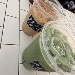 Matcha and Spanish latte. Matcha and Spanish latte.