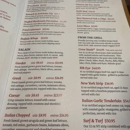 Salad and grill items on menu