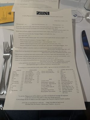 Menu photo 3 Zuni Café San Francisco, CA Menu photo 3 Zuni Café San Francisco, CA