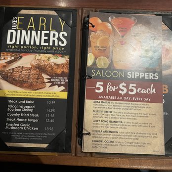 Cool Hand Luke's - Promo menu and cocktail menu - Steakhouses Near Me - Clovis, California
