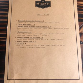Distillery 64 - Small Bites menu - Distilleries Near Me - New Albany, Indiana Distillery 64 - Small Bites menu - Distilleries Near Me - New Albany, Indiana