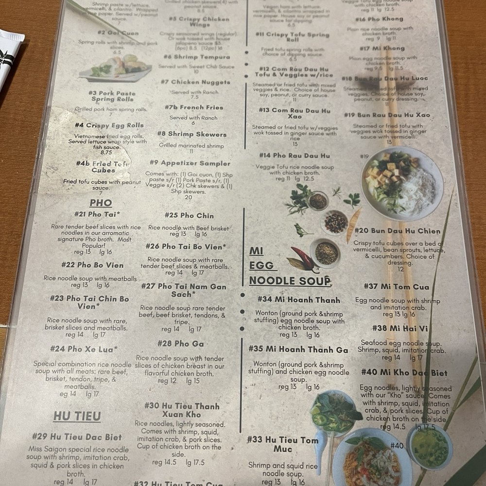 Miss Saigon - Menu - Vietnamese Near Me - Tucson, Arizona Miss Saigon - Menu - Vietnamese Near Me - Tucson, Arizona