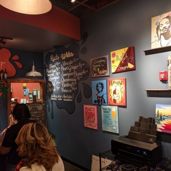 Muse Paintbar - To right of bar...wine prices - Art Classes Near Me - Richmond, Virginia