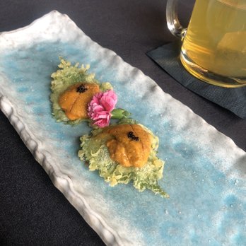 Kaviar Restaurants - Pasadena - Shiso tempura with uni - Sushi Bars Near Me - Pasadena, California