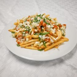 Loaded Fries with *Buffalo Chicken, Bleu Cheese Crumbles, Green Onion, Buttermilk Ranch $12.00