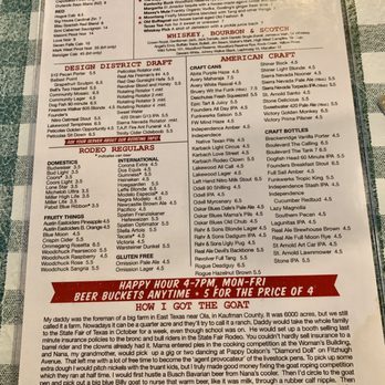 Rodeo Goat - Extensive drink menu - Burgers Near Me - Dallas, Texas
