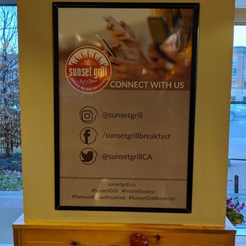 Sunset Grill - Love how they have all their social media info up there for customers to see & use. Smart! Nov 2018 now but wonder how long it's been up - Breakfast & Brunch Near Me - North York, Ontario