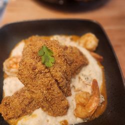 Sunrise Social - Seafood grits gumbo with crab meat shrimp and fish