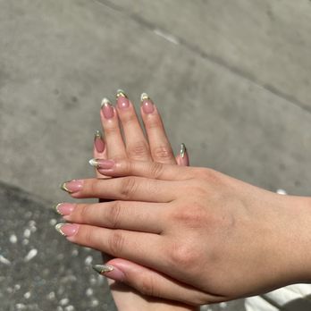 Nails at Southshore - $75 gel x with cat eye and gold chrome - Nail Salons Near Me - Alameda, California Nails at Southshore - $75 gel x with cat eye and gold chrome - Nail Salons Near Me - Alameda, California