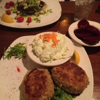 Spring House Tavern - seared tuna special and broiled crab cakes with sides of beets and cole slaw - Bars Near Me - Ambler, Pennsylvania Spring House Tavern - seared tuna special and broiled crab cakes with sides of beets and cole slaw - Bars Near Me - Ambler, Pennsylvania