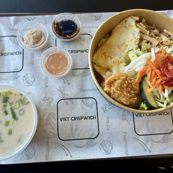 Viet CrispWich - Chicken Rice Bowl with Coconut Soup - Vietnamese Near Me - Huntsville, Alabama Viet CrispWich - Chicken Rice Bowl with Coconut Soup - Vietnamese Near Me - Huntsville, Alabama