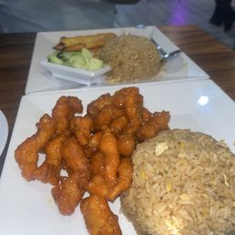 L-19 Orange Chicken with egg fried rice L-19 Orange Chicken with egg fried rice