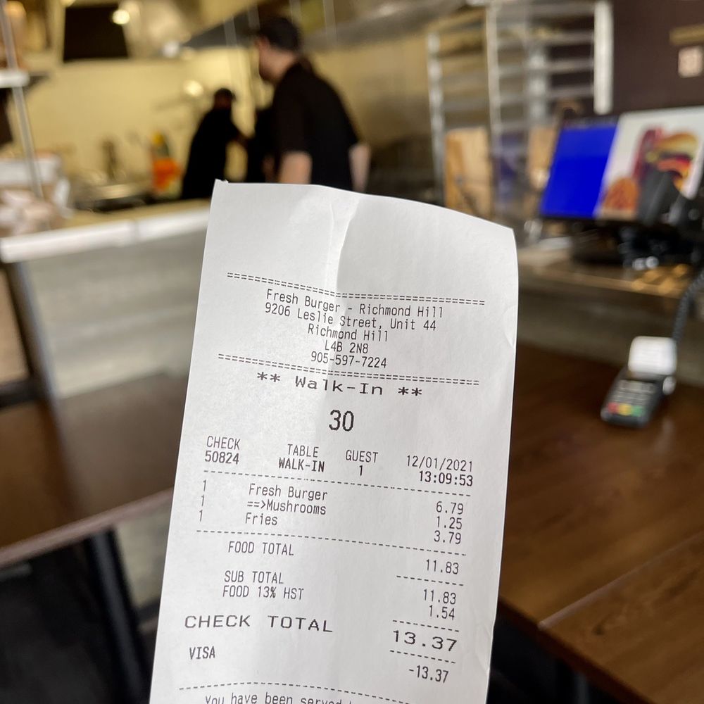 Fresh Burger - the receipt for the restaurant - Burgers Near Me - Richmond Hill, Ontario Fresh Burger - the receipt for the restaurant - Burgers Near Me - Richmond Hill, Ontario