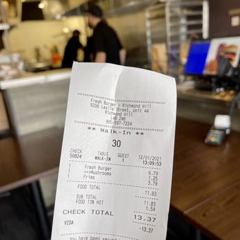 Fresh Burger - the receipt for the restaurant - Burgers Near Me - Richmond Hill, Ontario Fresh Burger - the receipt for the restaurant - Burgers Near Me - Richmond Hill, Ontario