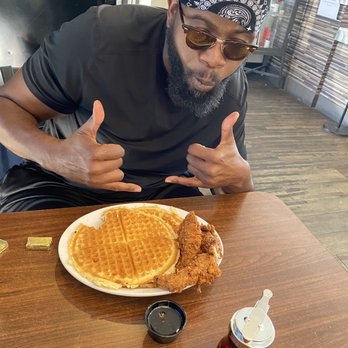 Bisbee Breakfast Club - Chicken and waffles with bourbon maple syrup! - Breakfast & Brunch Near Me - Mesa, Arizona Bisbee Breakfast Club - Chicken and waffles with bourbon maple syrup! - Breakfast & Brunch Near Me - Mesa, Arizona