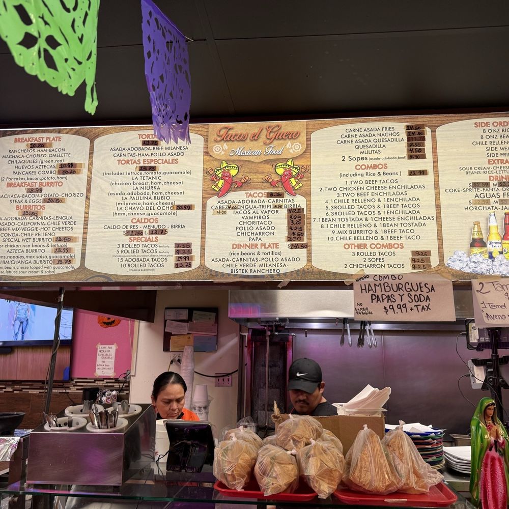 Tacos El Guero - Menu Dec. 6, 2024 - Mexican Near Me - San Ysidro, California
