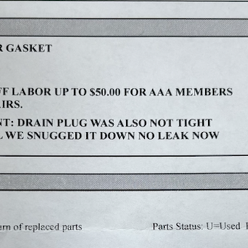 Take 5 Oil Change - Service bill from my regular mechanic stating the issues that Matt refuses to acknowledge or correct. - Oil Change Stations Near Me - Palm Coast, Florida